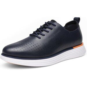 Bruno Marc Men's Leather Blue Fashion Sneakers Oxfords Casual Shoes